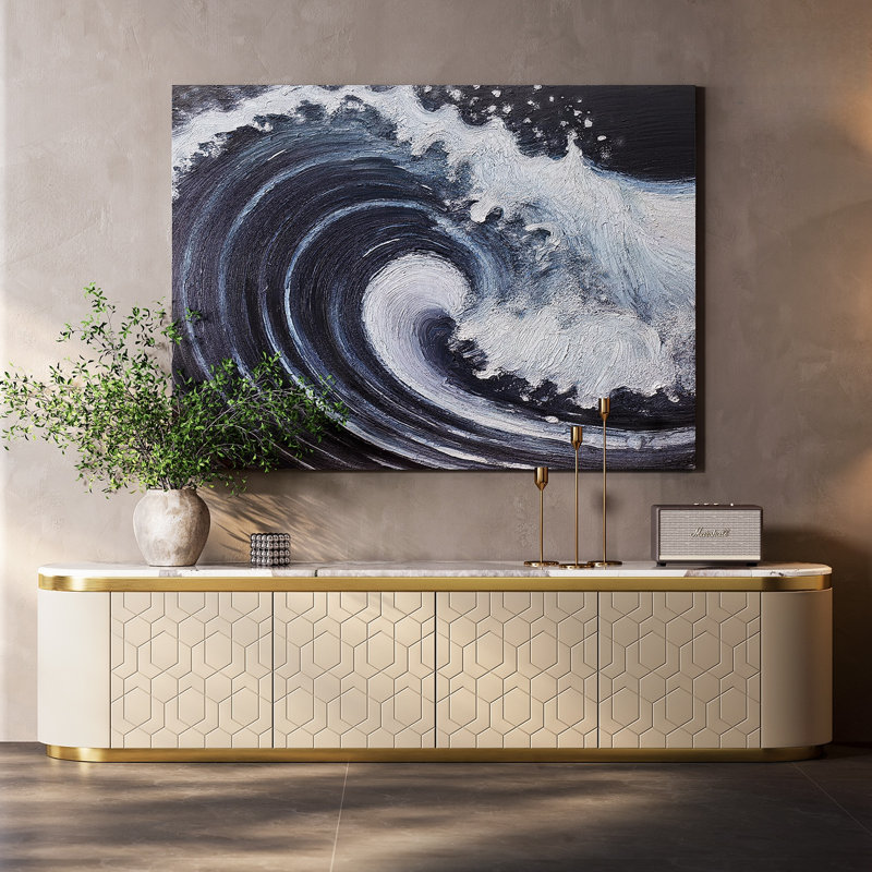 Meuble télé moderne et créatif, H 20,47 po x L 86,61 po x l 17,72 po