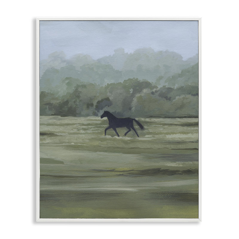 «Rider's Shadow», estampe numérique par Grace Popp, H 14 po x l 11 po, Estampe numérique encadrée blanc bord de mer