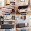 Très grand banc de rangement avec repose-pieds rembourré de 51 po - 660 lb, capitonné, charnière de sécurité, rangement multifonctionnel pour la chambre à coucher, le vestibule et le salon - gris