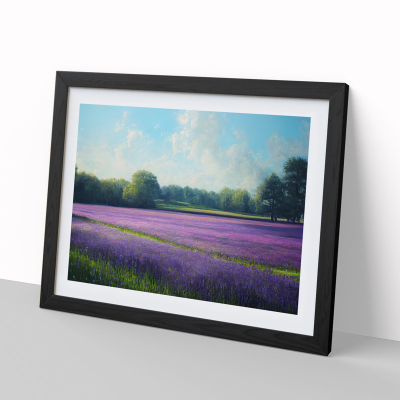 Head Turning Bluebell Field - Single Picture Frame Print, Black, 46cm H x 64cm W