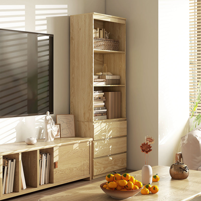 Allexandra 180cm H x 60cm W Particle Board Standard Bookcase, Oak