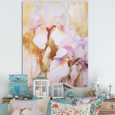 Pétales d'iris rose sur toile