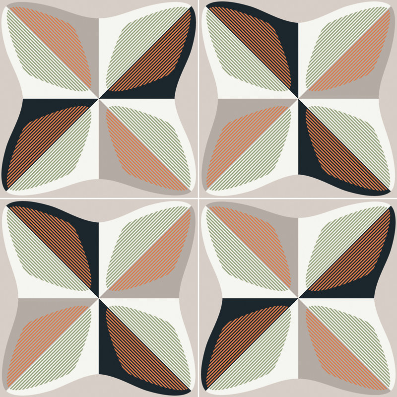 Fun Winter Collection 8" x 8" Porcelain Wall & Floor Tile, Orange/Lime Green