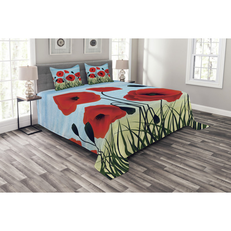 Floral Bedspread with Pillowcases, 220 x 264 cm