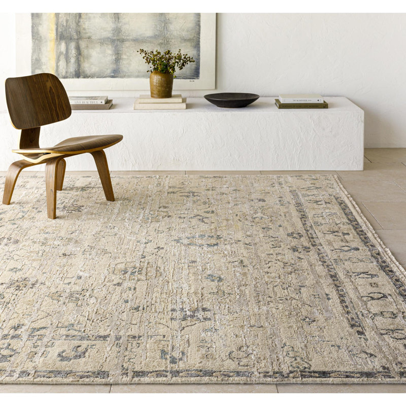 Notting Hill Hand Knotted Oriental Area Rug in Beige, Rectangle 8' x 10'