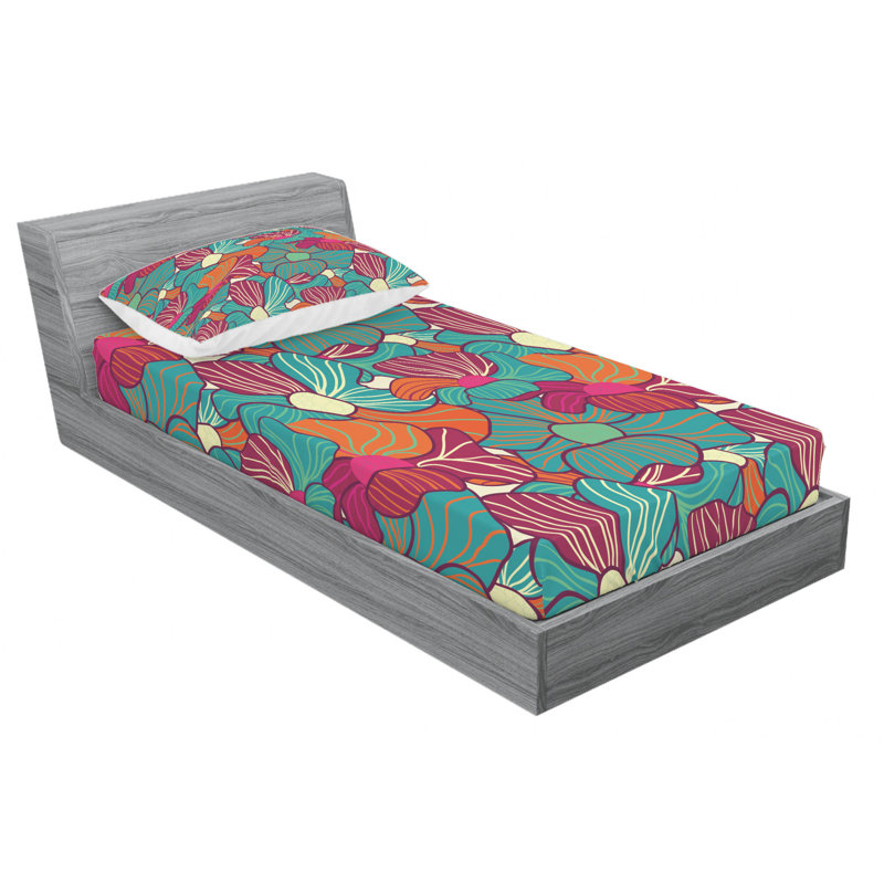Microfiber Floral Sheet Set, Twin XL Sheet Set with Fitted Sheet