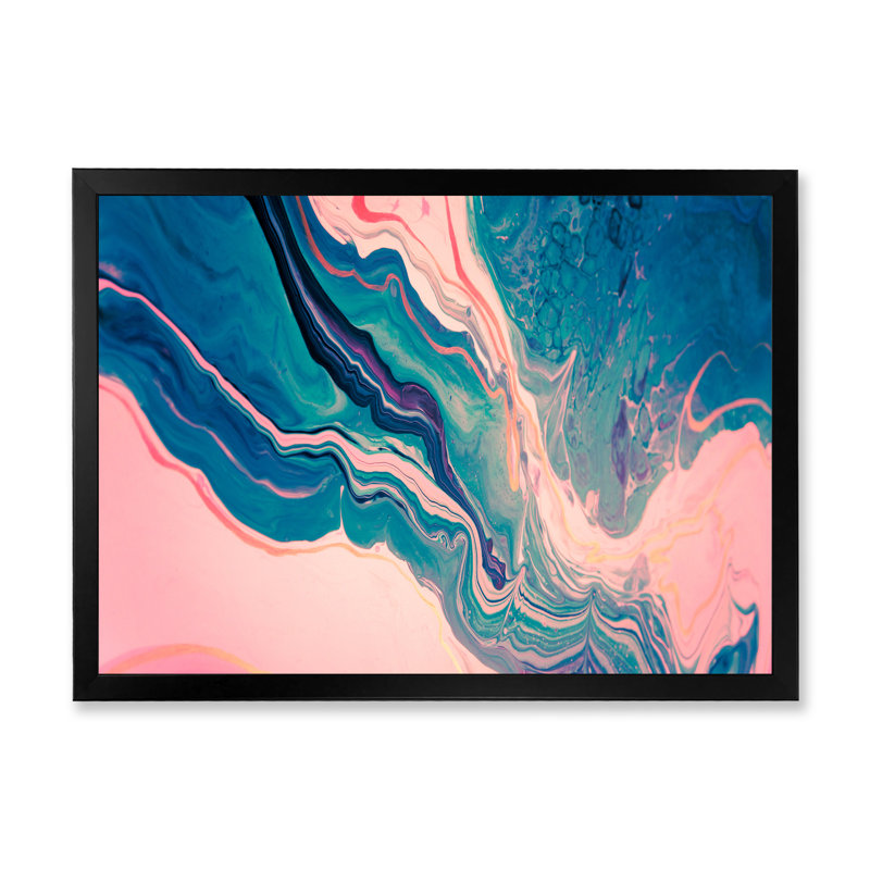 Décoration murale en toile de luxe émeraude et rose marbré, H 24 po x l 36 po x P 1 po, Impression noire sur toile encadrée