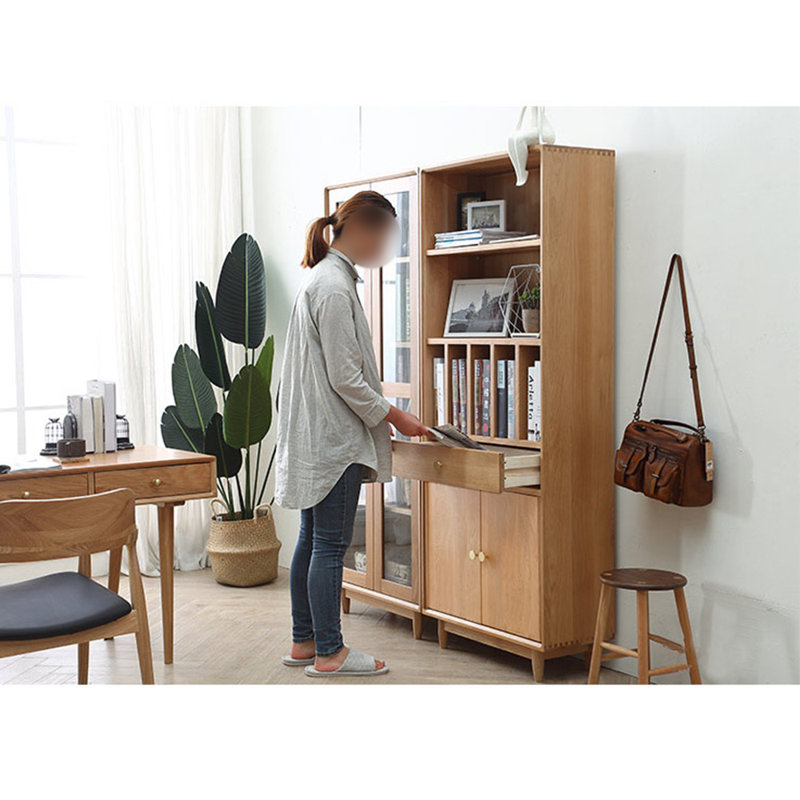 Needham 66.93" H x 27.56" W Solid Wood Standard Bookcase, Oak