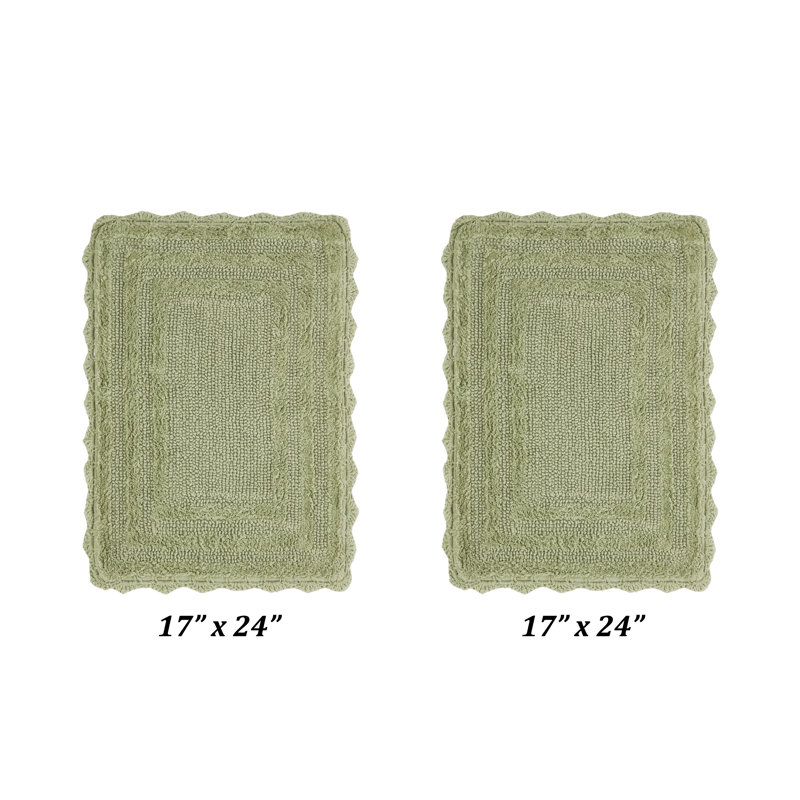 Rasika 100% Cotton Tufted 2 Piece Bathroom Rug Set, Reversible, Super Absorbent & Extra Soft Machine Washable Bath Rug Ideal for Shower & Tub Areas