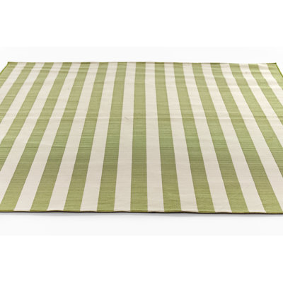 Holloway Green Striped Outdoor Rug