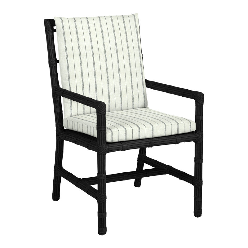 Newport Patio Dining Armchair with Cushions, No Welt, Onyx, Linen Forest