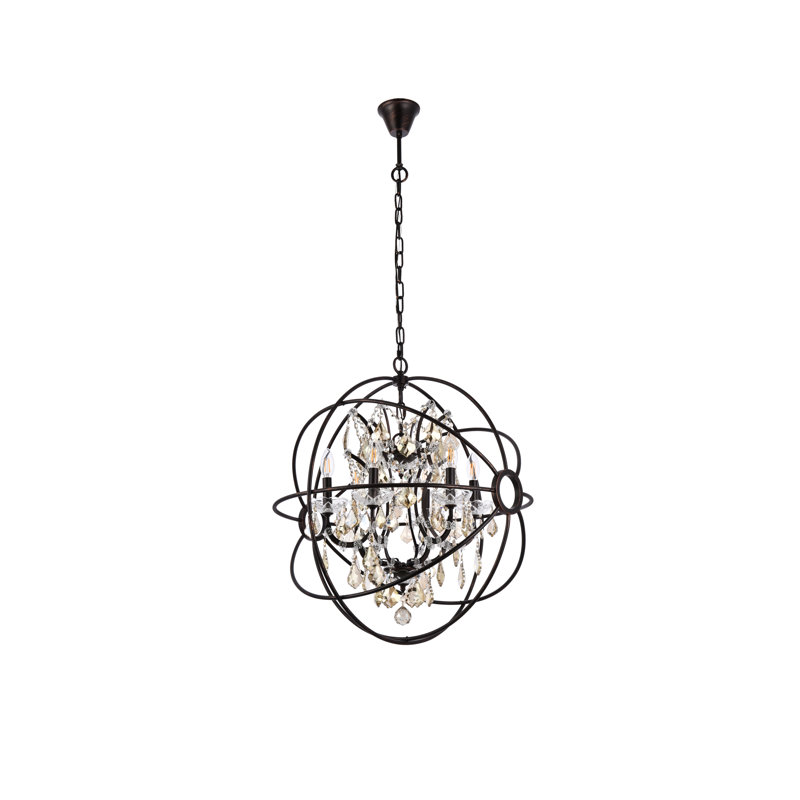 Svante 6 - Light Globe Chandelier, Dark Bronze, Golden Teak (Smoky)