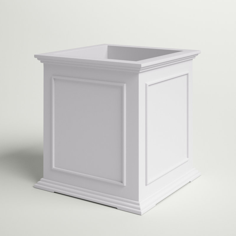 Abram Plastic Square Planter Box, White