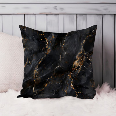 Abstract Black Gold Marble Geode V Modern