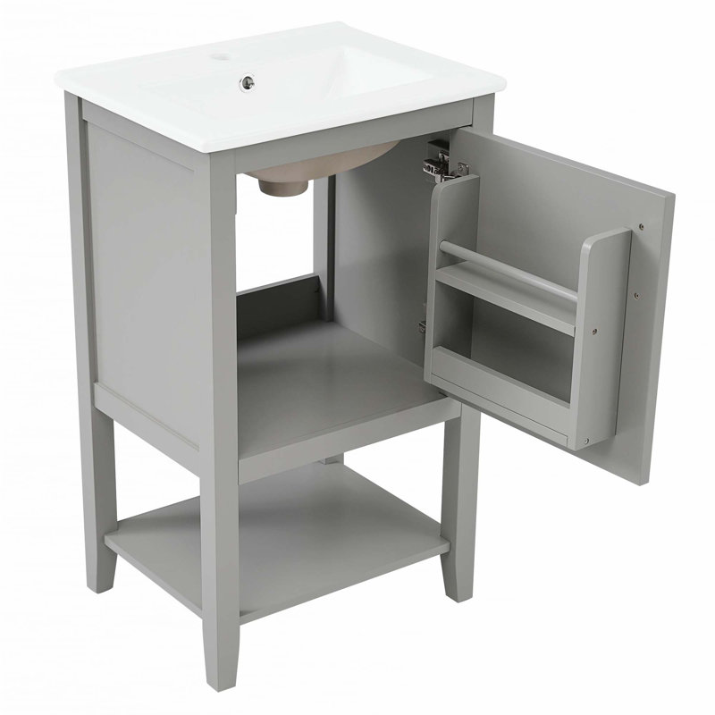 Meuble-lavabo de 20 po avec lavabo, Gris