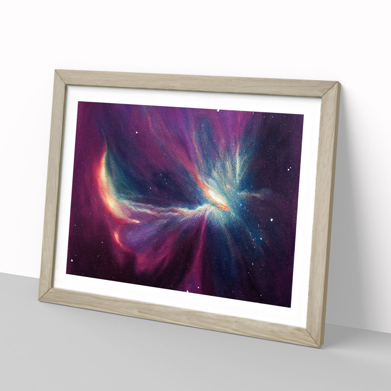 Galaxy Watercolour Vol.5 - Single Picture Frame Print, Oak Framed, 25cm H x 34cm W x 2cm D