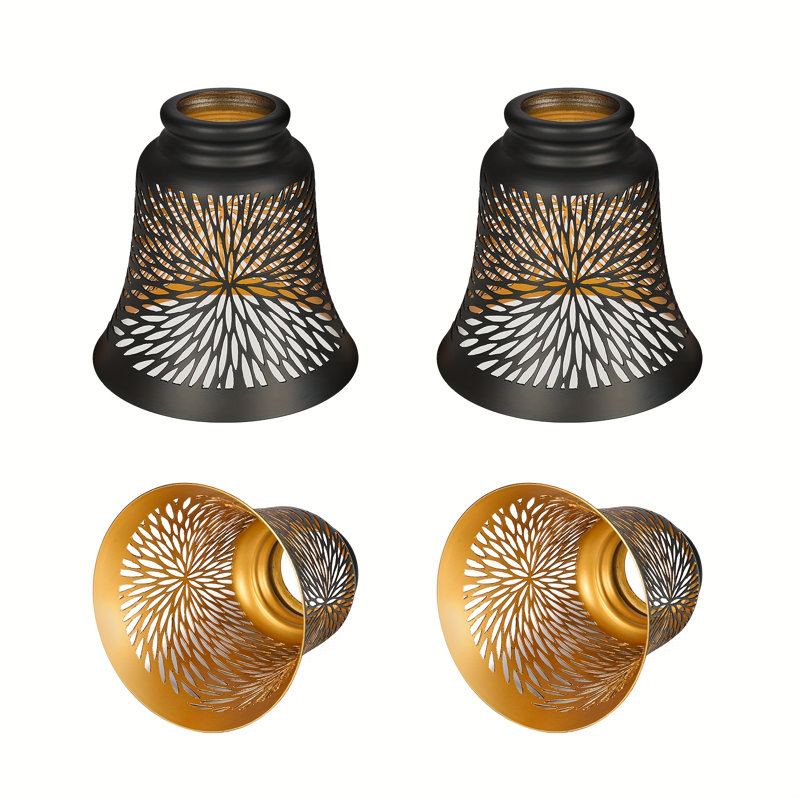 Ensemble de 4 globes de rechange pour ventilateur de plafond, ensemble de 4 abat-jour de globes de rechange à motif de chrysanthème avec ajusteur 1-5 / 8 ", hauteur 4,5" et diamètre 4-3 / 4 ", couvercle en métal pour lampe murale suspendue