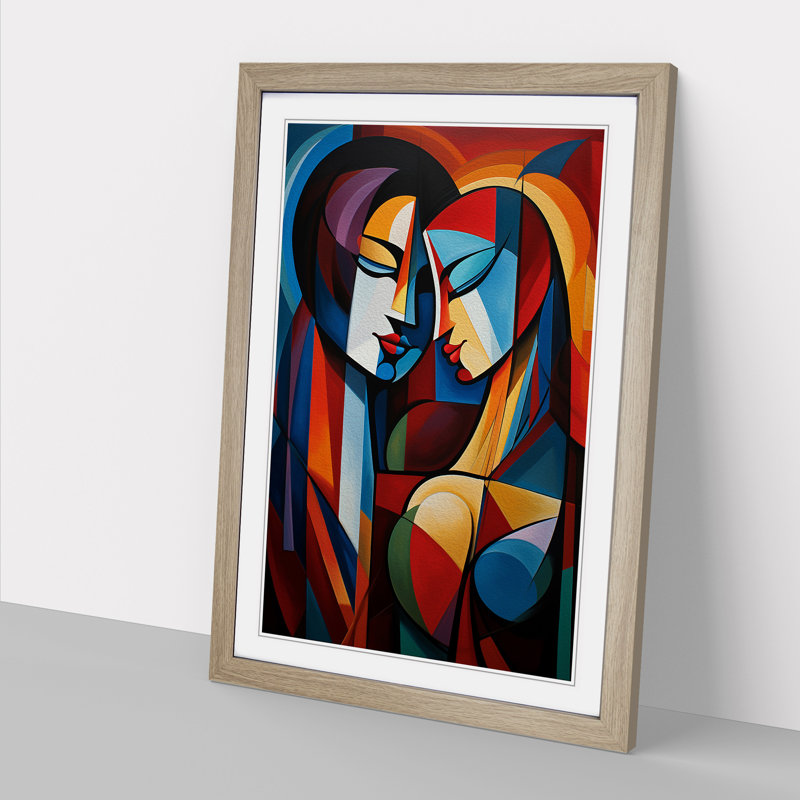 Lovers Abstract - Framed Print, Oak, 64cm H x 46cm W x 2cm D