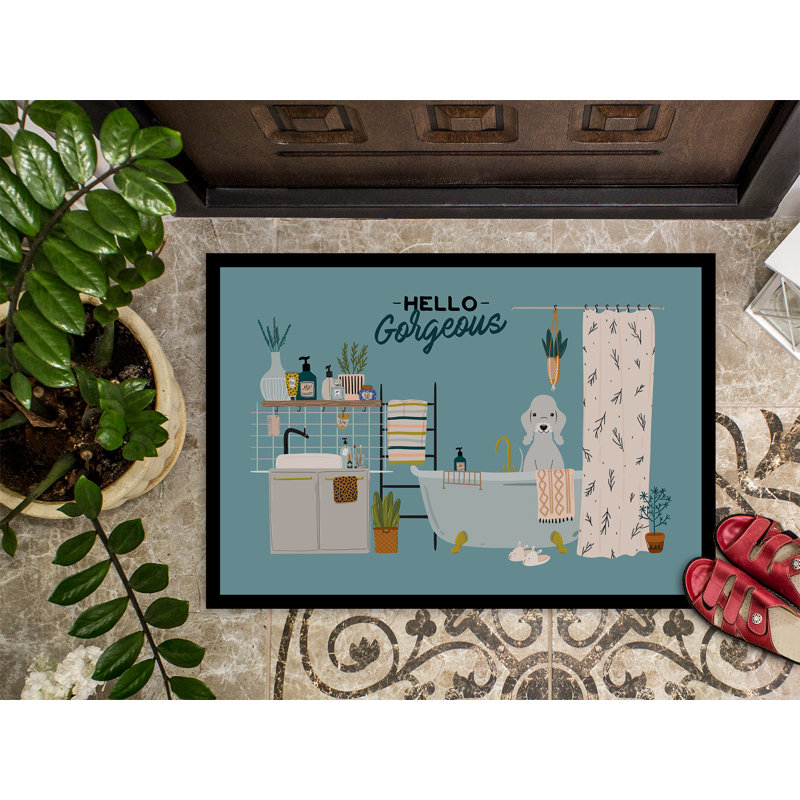 Schnauzer miniature noir dans la baignoire Gores 24X36 CK7473JMAT_Dog, Bedlington terrier bleu