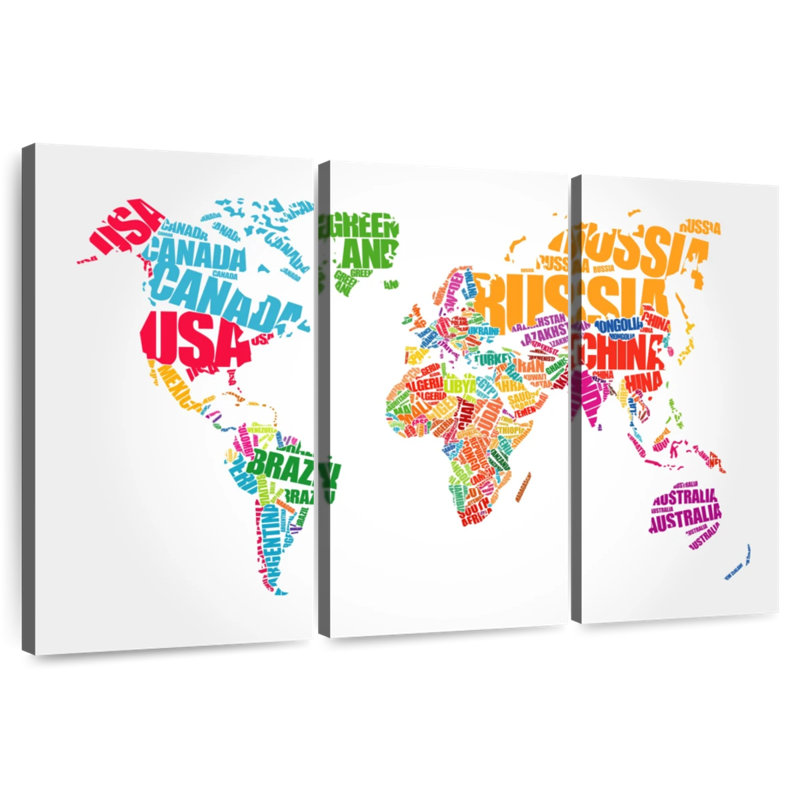 Aliaz Typography World Map, 42" H x 65" W