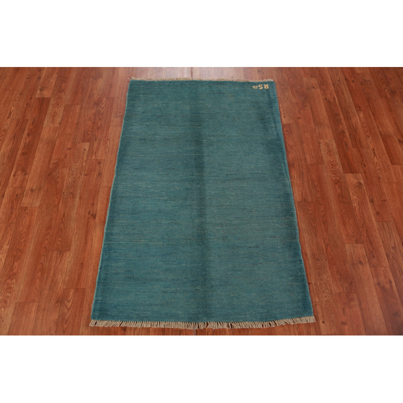 Tapis décoratif moderne bleu Gabbeh 3 x 4