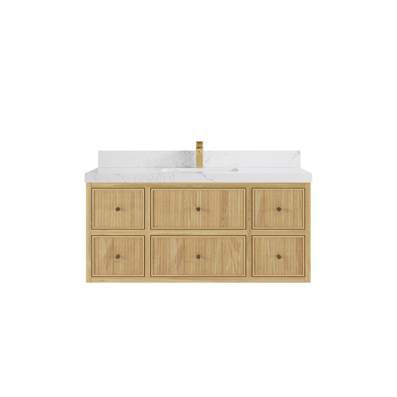 Nedved 48 " W Wall Mounted 1 Single Vanity Bathroom Vanity With Quartz Top