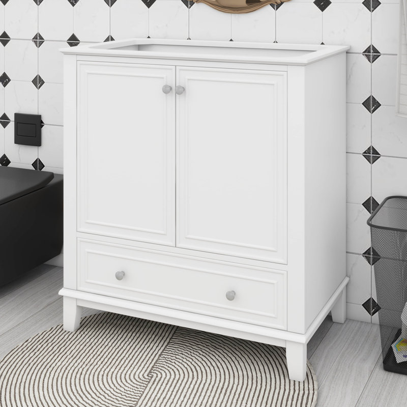 30" Bathroom Vanity Without Sink, Multi-Functional Bathroom Cabinet With Doors And Drawer, White