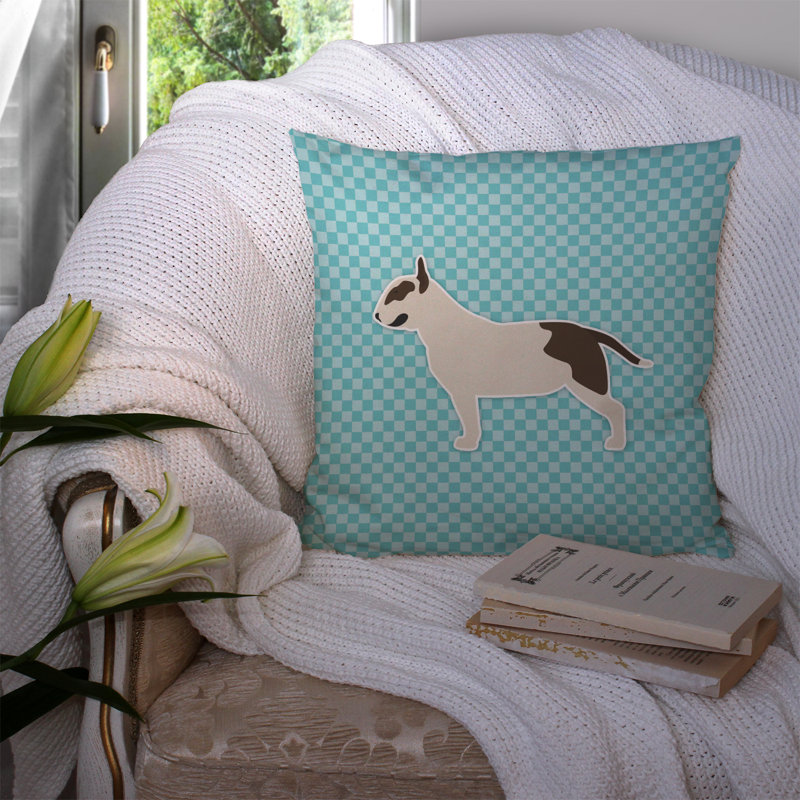Coussin intérieur/extérieur bull terrier, H 14 po x l 14 po x P 3 po, Bleu