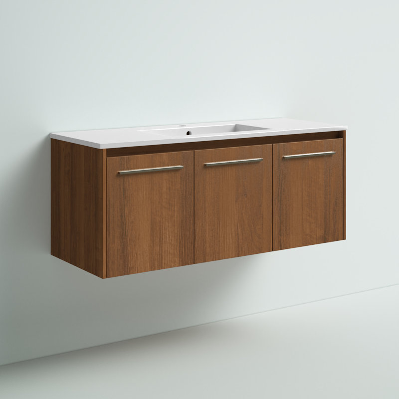 Meuble-lavabo mural simple de 48 po Agostini, Noyer brun