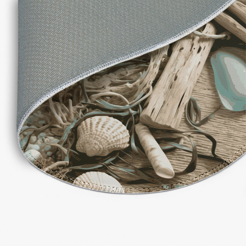 Tapis beige d'intérieur et d'extérieur Nature, Rond 5 pi
