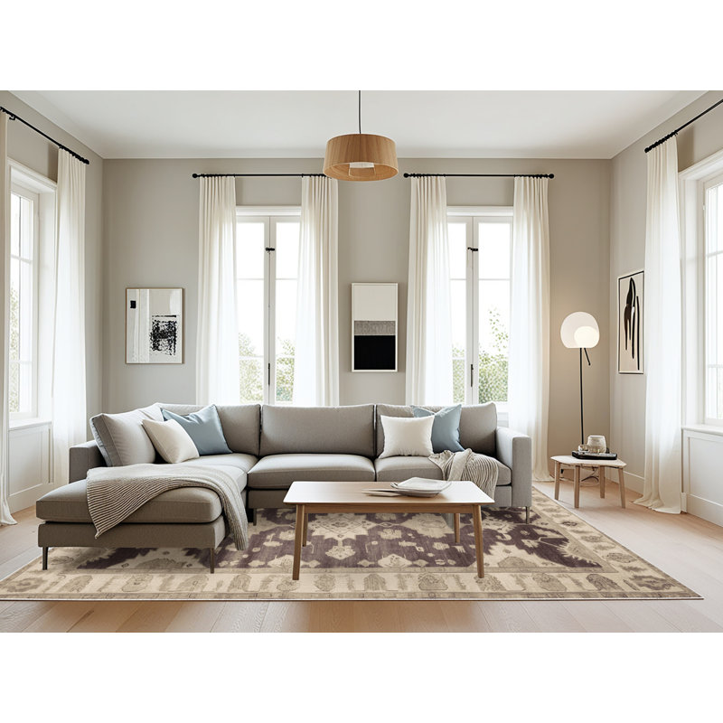 Tapis beige surteint lavable à la machine, Rectangle 8 pi x 10 pi