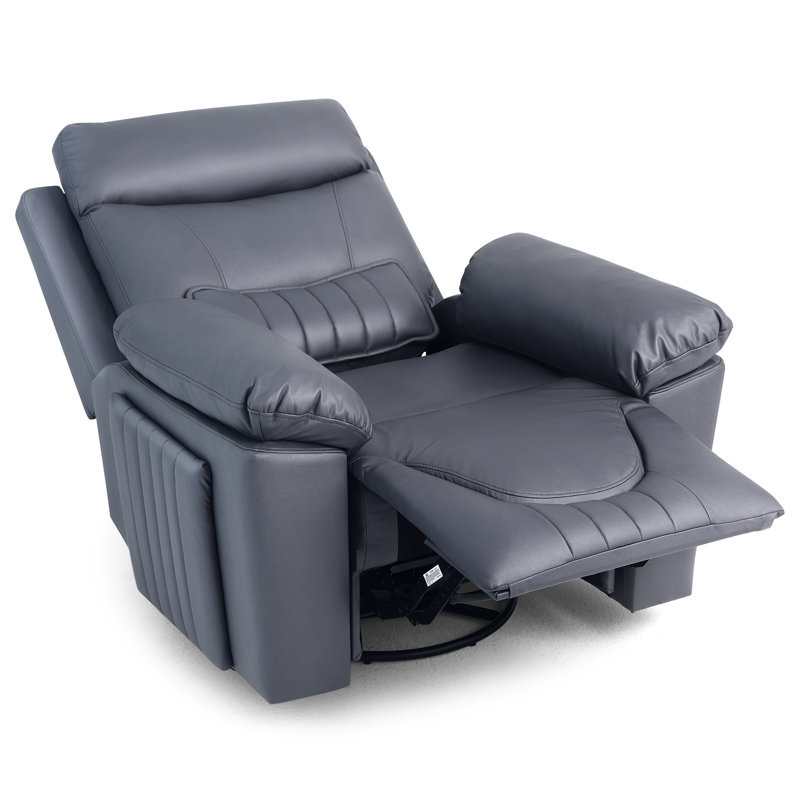 Fauteuil inclinable électrique inclinable et chauffant Bhairavi Latitude Run®, Similicuir gris bleu