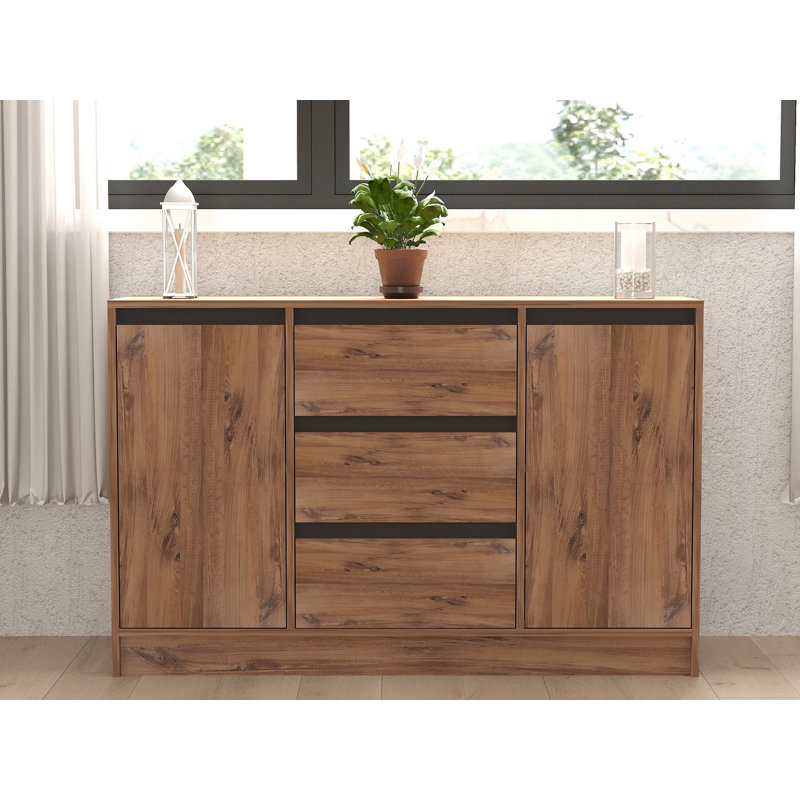 Puqa Design 90 cm W Console Table, Atlantic Pine/Anthracite
