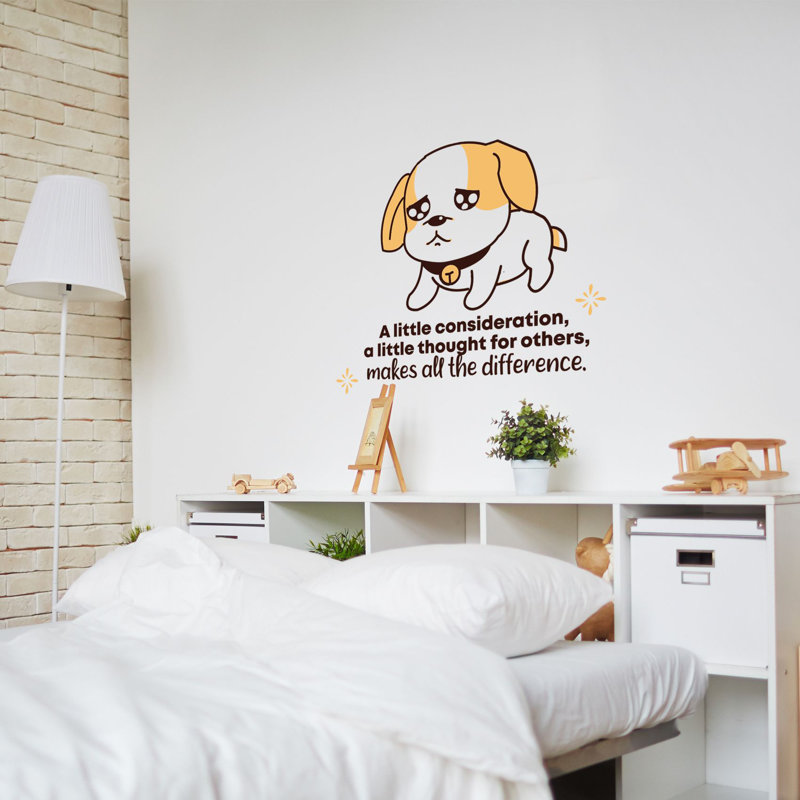 Décalcomanie murale chiot en vinyle, H 20 po x l 40 po
