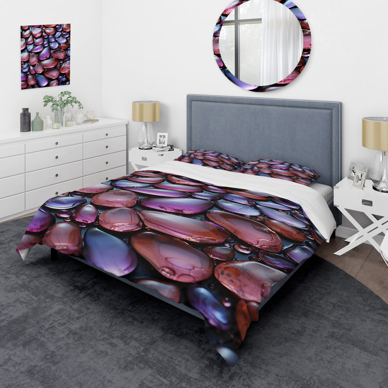 Ensemble de housse de couette Zen Purple Amethyst 2 - Spiritual Stone, Housse de couette pour lit simple + 1 taie décora