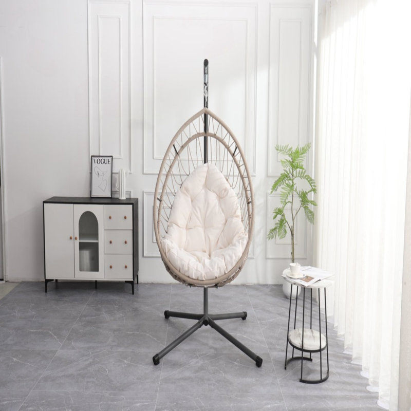 Fauteuil suspendu confortable en forme d'œuf avec support, pour la détente et l'esthétique, convient à une utilisation intérieure et extérieure