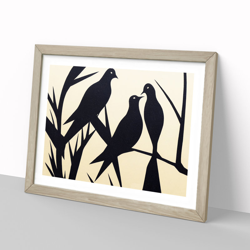 Spirited Dove Birds Abstract - Framed Print, Oak