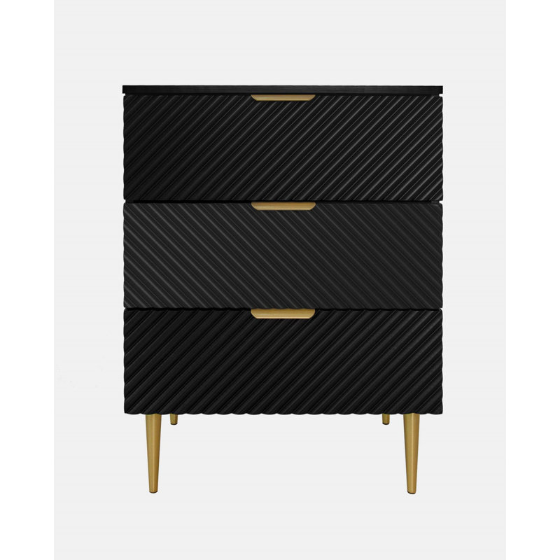 Commode 3 tiroirs Kirstina, Noir