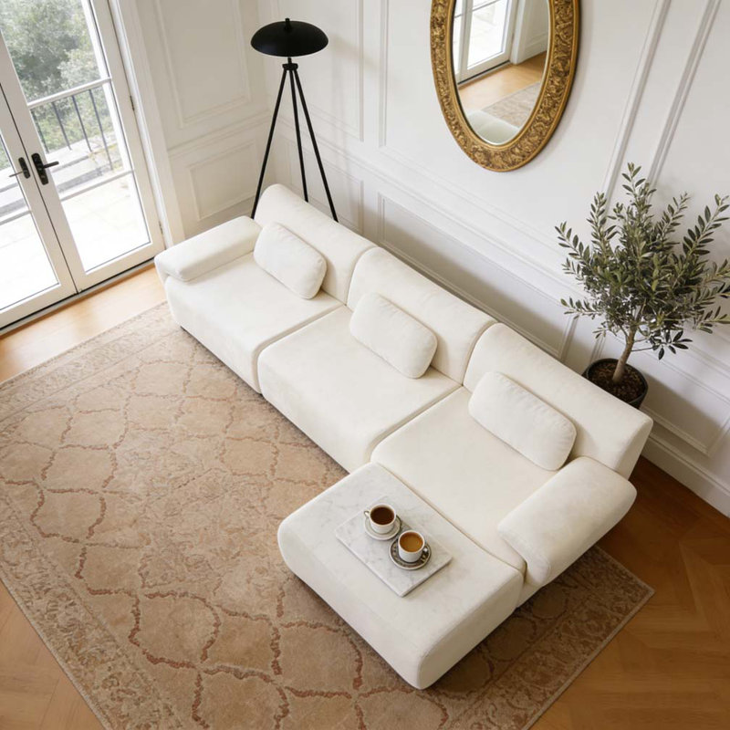 Canapé à assise profonde en chenille 3 + 1 places