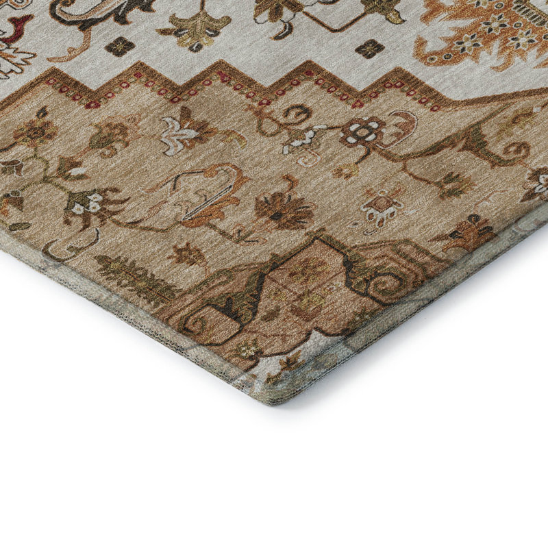 Premium Machine Washable Corum AMF1036 Oriental Rug, Round 8'