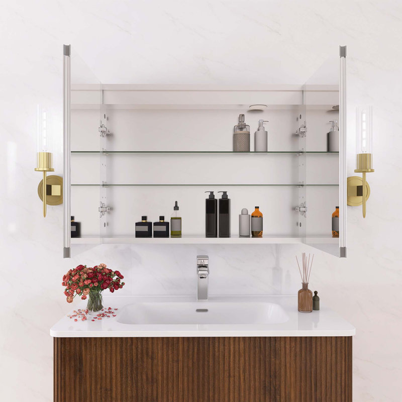 32 po x 24 po Pharmacie à fixation en surface avec miroir, tablettes