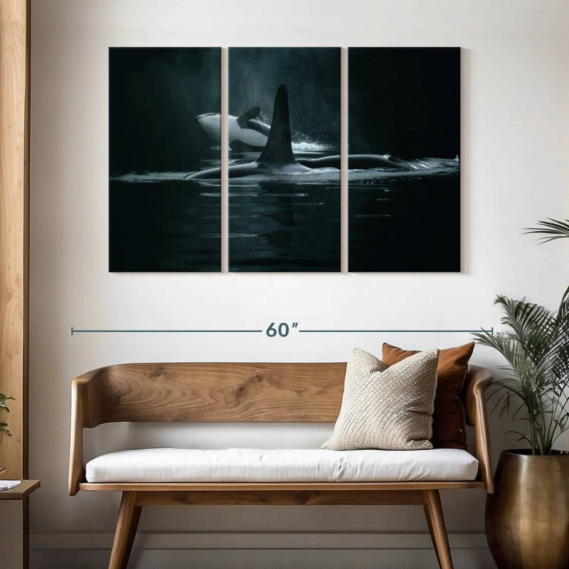 Brampt Swimming Orca Whales, 32" H x 50" W
