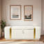 Banc moderne avec repose-pieds rembourré avec compartiment de rangement caché, conception à rabat et bandes décoratives en métal doré-127669000-127669002