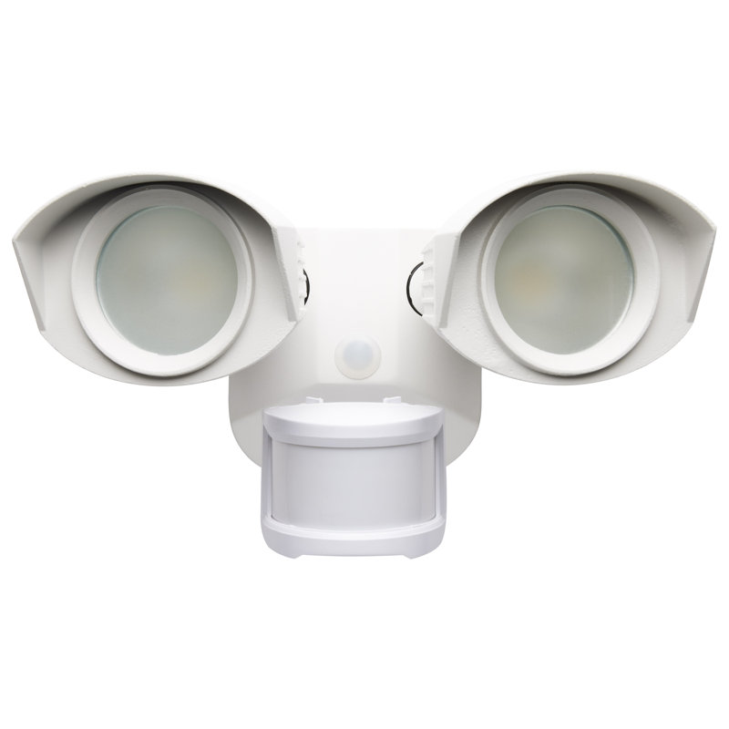 2 - Head LED Hardwired Dusk to Dawn Outdoor Security Flood Light with Motion Sensor, White