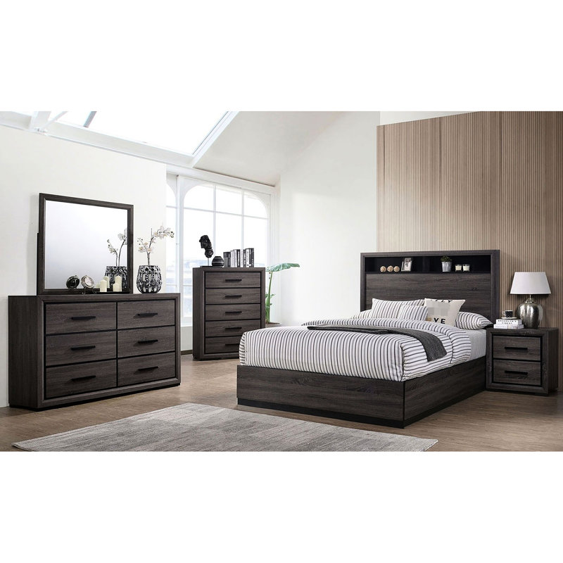 Table de chevet grise avec garniture bicolore et noire, 2 tiroirs, 2 tables de chevet simples, mobilier décoratif