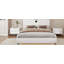 Lit plateforme tapissier en similicuir pleine grandeur de luxe avec tête de lit épaisse, haut-parleurs Bluetooth et lumière DEL RVB, aucun sommier nécessaire, blanc-1347514567-1347514564