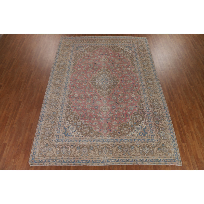 Tapis rose à motif floral 9 x 13