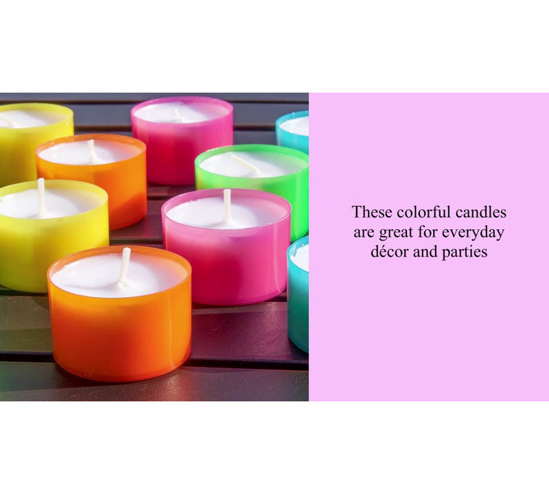 96-Pack Multicolor Palm Wax Scented Tealight Candles