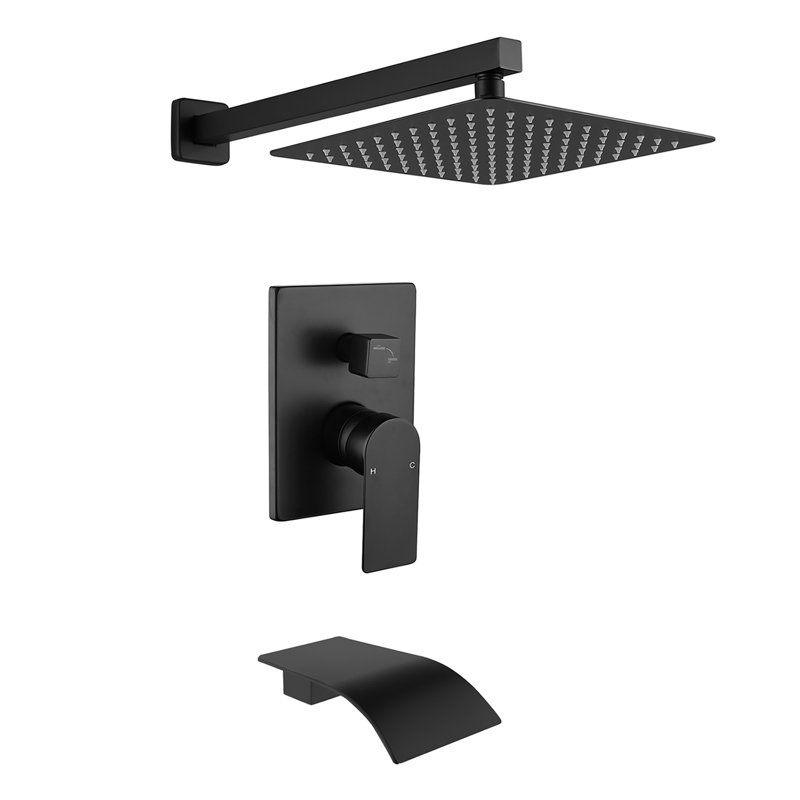 Pressure-Balanced (Temperature Control Only) Complete Shower System, Matte Black