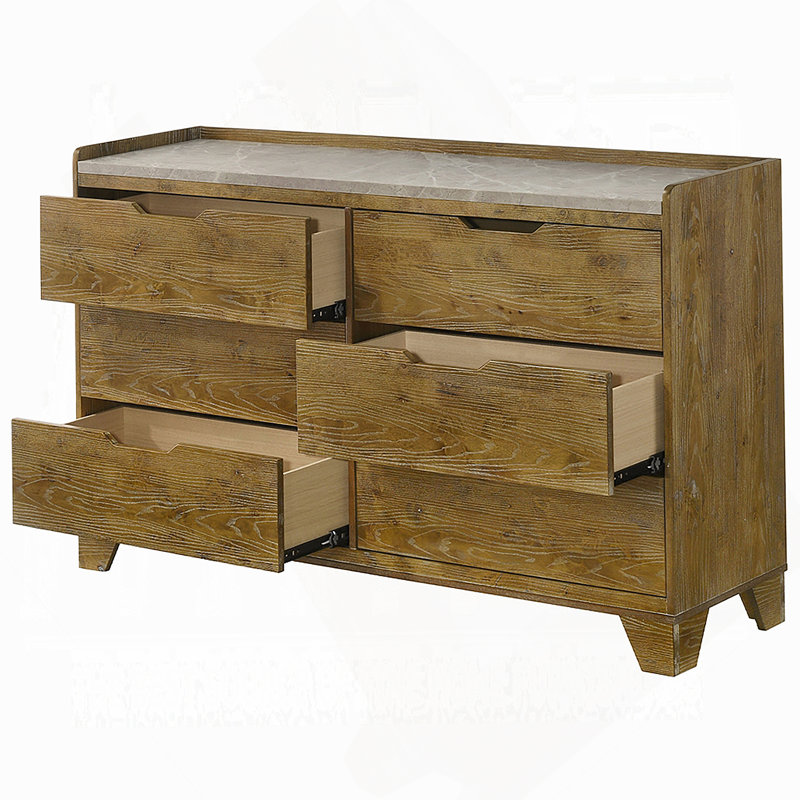 Commode transitionnelle avec 6 tiroirs de rangement pour la chambre à coucher